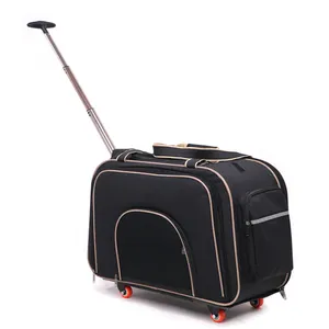 Airline Approved Extension Mesh Pet Dog Travel Trolley Bag Carrier With Wheels