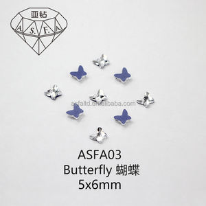 ASFA03 Strass thermocollants en forme de papillon 5*6 MM pour machine à thermocoller, pour la décoration de vêtements en cristal thermocollant - Product Image 2