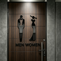 Plaque de porte de toilettes moderne en acrylique 3D personnalisée, miroir écologique, logo personnalisé, pour hôtel de luxe, bureau, hommes/femmes