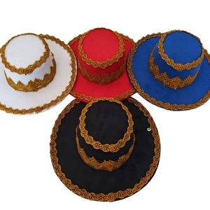 Gold Lace Trim 3D Embroidery Image Style <b>Flat</b> Top <b>Hat</b> for Royal Ceremony Wedding Travel & Stage Performance - Product Image 6