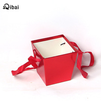 Qibai Paper boîte à fleurs à main boîte d'emballage de boîte d'arrangement de fleurs pratique tenant un seau pour la Saint-Valentin