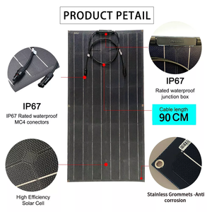 แผงโซลาร์เซลล์ประสิทธิภาพสูง 100W 150W 18V 12V สำหรับสถานีผลิตไฟฟ้า แผงโซลาร์เซลล์แบบโมโนคริสตัลไลน์ชนิดยืดหยุ่นสำหรับรถบ้าน - Product Image 2