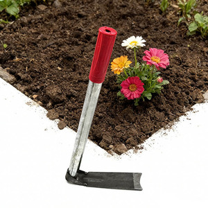 T Shaped Carbon Steel Hoe 6in Blade Red Silver Handle For Gardening Weeding Planting Digging - Product Image 2