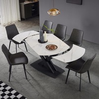 Table à manger rectangulaire pliable extensible en métal style nordique moderne pour salon