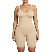 Body sculptant sans couture en nylon avec fermeture éclair et crochets pour le contrôle du ventre et l'amélioration des hanches
