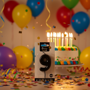 Candela Nera Numero 9 per Feste, 6 cm, Decorazione per Torta di Compleanno - Product Image 1