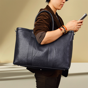 Borsa Tote Classica in Vera Pelle per <span class=keywords><strong>Uomo</strong></span>, Grande Capacità, Multi-scomparto, con Tracolla Rimovibile - Product Image 2