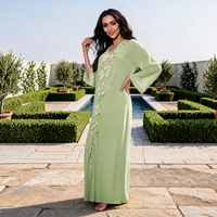 Nouvelle Collection Printemps 2026 : Robe Abaya Kaftan Élégante Turque à Volants, Manches Longues, Cardigan Maxi en Polyester à Séchage Rapide pour Femme