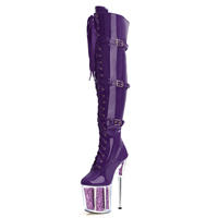 20cm bande pôle danse Sexy fétiche orteil femmes gothique danseuse exotique 8 pouces boucle de ceinture à lacets hauteur de la cheville fermeture éclair bottes au genou