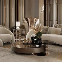 Italienischer Luxuriöser Langlebiger Edelstahl Runder Couchtisch Moderne Hochwertige Wohnzimmermöbel für Villenprojekte
