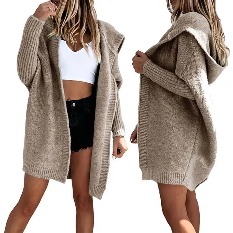 Mùa Thu Và Mùa Đông Sản Phẩm Mới Trùm đầu Cardigan Cross-Biên Giới Của Phụ Nữ Áo Len Dệt Kim Cardigan Áo Khoác