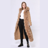 Long manteau de pull chaud, col en fourrure de renard, tendance, hiver