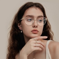 Moda señoras mujeres Rosa ceja patchwork oro metal cuadrado lado diamante armacao de oculos anti luz azul lentes gafas