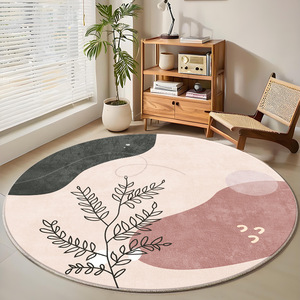 Alfombra redonda sencilla para sala de estar, antideslizante, imitación de cachemira, patrón abstracto, alfombra decorativa para el hogar, 27 pulgadas de diámetro - Product Image 2