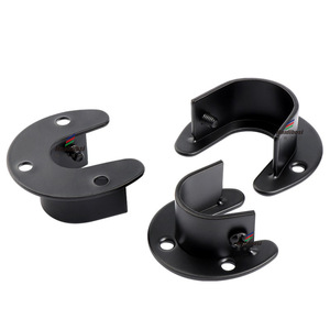 Support mural en acier inoxydable en forme de U, flange noire pour tringle à rideau, design industriel, antirouille - Product Image 1