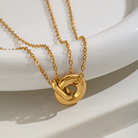 Collier minimaliste élégant avec pendentif cercle géométrique scintillant en forme de O, chaîne fine, accessoires pour femmes, vente en gros TGXL15555