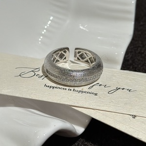 Bague en argent pur S925 avec zircone brossée, design simple, élégant, vintage, taille unique - Product Image 4