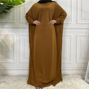 6 couleurs, vente en gros, jilbab en coton uni, style arabe ample, manches chauve-souris, robe de prière musulmane, abaya pour femmes 6200 # - Product Image 4