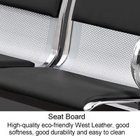 Banc d'attente moderne en cuir PU et métal pour 2 personnes - Conception ergonomique durable pour les aéroports, les gymnases, les hôpitaux et les bureaux