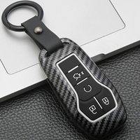 Étui pour clé ABS avec texture en fibre de carbone pour EcoSport Kuga pour Fiesta Focus pour Ford