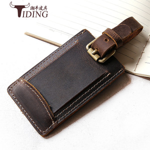 ป้ายติดกระเป๋าเดินทางหนังแท้ Tiding สีน้ำตาลเข้ม หนังวัวแท้ ทนทาน ใช้สำหรับใส่บอร์ดดิ้งพาส - Product Image 2