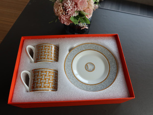 Hot Sale Nordic Luxury Gold Handle Straight Mouth Porcelain Coffee Cup & Saucer <b>Set</b> with <b>Gift</b> Box - Product Image 2
