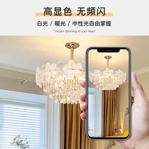 French Crystal Chandelier Round LED E27 Multi Head Home Bedroom Dining Room <b>Light</b> Luxury Cream Style - Product Image 4