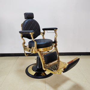 Sillón de Peluquería Hidráulico Reclinable de Aleación de Aluminio Dorado, Muebles de Peluquería Retro, Silla de Barbería para Salón de Belleza - Product Image 1