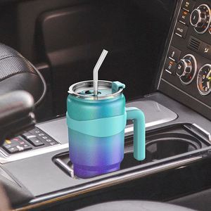 Double-Walled Stainless Steel 40 oz Classic Travel Mug Insulated Roadster <b>Tumbler</b> <b>Handle</b> Lid Straw Hot Cold Beverages Camping - Product Image 4