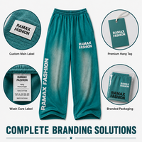 Pantalones Deportivos Anchos RAMAX Color Verde Azulado, 450GSM, Estilo Grunge Y2K, Ropa Urbana para Hombre, Joggers Holgados, Venta al Por Mayor, Personalizados