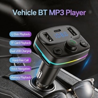 Émetteur FM Bluetooth M44 PD+QC USB C pour voiture avec appels mains libres, charge rapide, modulateur de voiture, lecture TF/clé USB et 7 lumières colorées