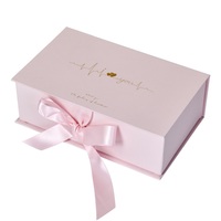 Boîte cadeau élégante rose personnalisée pour la Saint-Valentin, boîte d'emballage cadeau magnétique avec ruban, sac cadeau pour la Saint-Valentin
