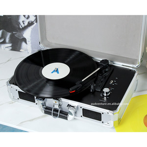 Housse anti-poussière pour haut-parleurs intégrés, lecteur de disques vinyles rétro multimédia USB TF AUX 3 vitesses avec télécommande - Product Image 2
