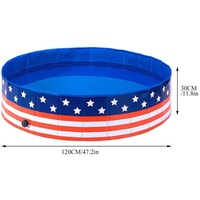 Piscine pliable pour chien, motif étoile et rayures patriotiques, baignoire pour animaux de compagnie en PVC, baignoire extérieure pour grands chiens