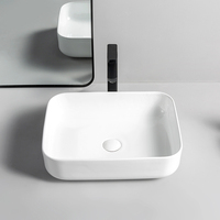 Articles sanitaires umywalka lazienkowa lavabo en céramique monté sur le comptoir lavabo Rectangle salle de bains évier de lavage