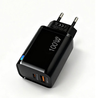 Adaptor Charger Dinding USB A+C Dual Port PD GaN 45W Fast Charge untuk iPhone Samsung Tipe-C, Logo Laser Gratis, Colokan EU, Grosir