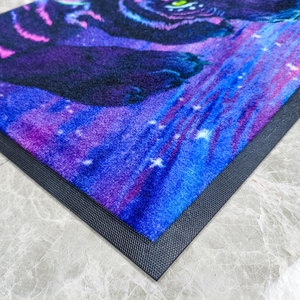 Tapis de garage antidérapant lavable à poils coupés modernes, motif écossais, personnalisé OEM, 100 % nylon, avec logo imprimé numériquement sur caoutchouc - Product Image 2