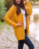 Maßgefertigter Strick-Winter-Cardigan mit Langen Ärmeln, Locker Geschnitten, Lange Länge, Streetwear Damen-Strickjacke