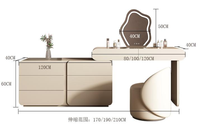 Ensemble de coiffeuse en bois réglable, style français moderne et élégant, avec miroir éclairé et tabouret rembourré, pour chambre et hôtel