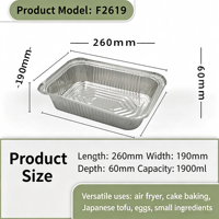 Plaque de cuisson rectangulaire jetable en aluminium de 1900 ml avec couvercle, qualité alimentaire, robuste, compatible four, pour la cuisson