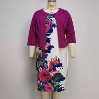 Vente en gros de robes deux pièces grande taille pour femmes, manteau + robe à demi-manches et imprimé floral de Turquie, ensemble de costumes, robe africaine