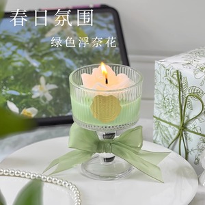 Matcha Floral Scented Candle Gift Set For Home Decor And Spring Atmosphere With Long Lasting Fragrance - Product Image 3