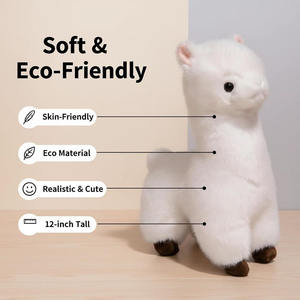 8643 OEM Peluche Alpaga Blanc 3D Réaliste Debout <span class=keywords><strong>12</strong></span> Pouces, Jouets Animaux, Poupées Llama à Câliner, Cadeaux de Noël et d'Anniversaire pour Enfants - Product Image 4