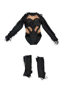 Черный цельный костюм для выступления - Product Image 5