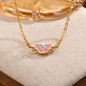 TZ053 Cute Stainless Steel Animal Jewelry <b>Set</b>-Gold Plated Butterfly Necklace <b>Screw</b> Back Stud Earrings Fashion Jewelry <b>Sets</b> - Product Image 2