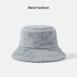 Chapeaux seau de pêcheur d'hiver avec logo personnalisé pour femmes, brodé en 3D, en <span class=keywords><strong>fausse</strong></span> <span class=keywords><strong>fourrure</strong></span> de lapin, nœuds léopard en peluche unis de haute qualité - Product Image 4