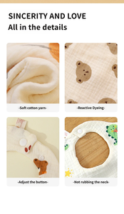 Bavoir pour nouveau-né personnalisé en tissu <span class=keywords><strong>gaze</strong></span> <span class=keywords><strong>de</strong></span> <span class=keywords><strong>coton</strong></span> et bambou à 6 couches, avec manches lanternes et fermeture à bouton unique - Product Image 2
