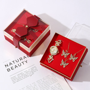 Coffret cadeau créatif pour la fête des mères, boucles d'oreilles en or, collier, montre à quartz, pour maman, petite amie, Saint-Valentin - Product Image 2