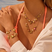 Ensemble collier et bracelet KITI Luxury Sea Life avec strass et perles, plaqué or 18 carats, acier inoxydable, bijoux pour femmes