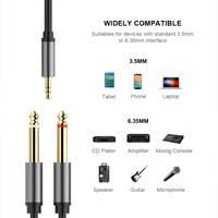 Câble Audio adaptateur 3.5mm à double 6.35mm pour mélangeur amplificateur haut-parleur plaqué or 6.5mm 3.5 Jack Splitter câble Audio